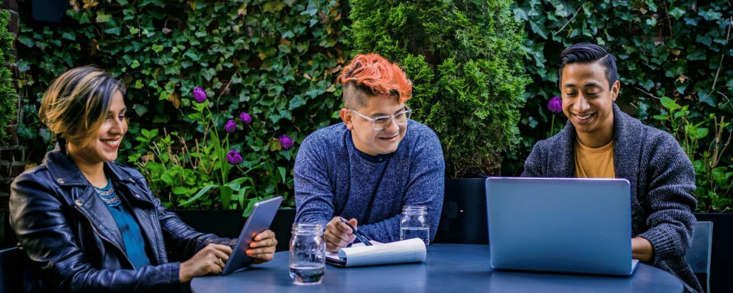 Photo of a business team talkingand smiling