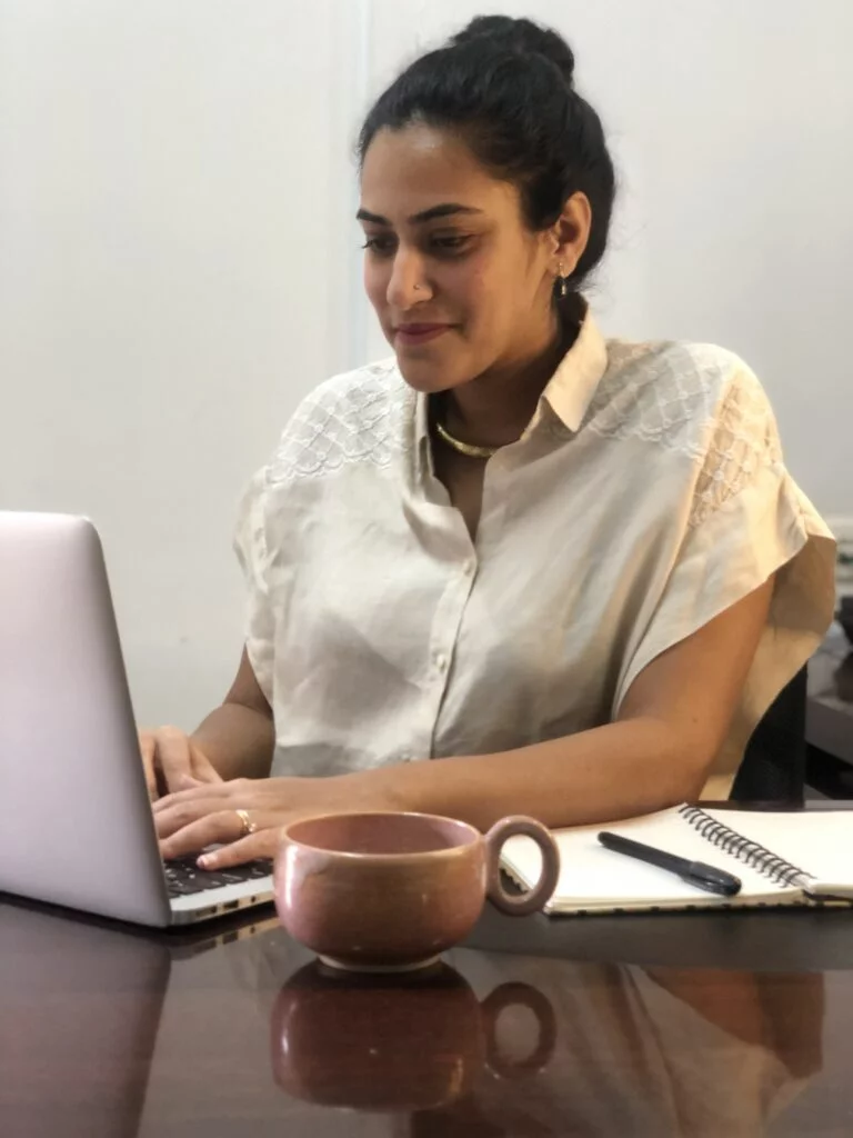 Photo of Nivi Murthy, founder of IKKIVI, a sustainable Indian ethical fashion marketplace