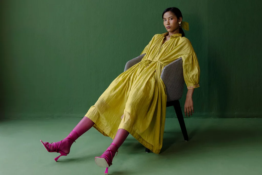 Photo of a woman wearing clothes from IKKIVI, a sustainable Indian ethical fashion marketplace