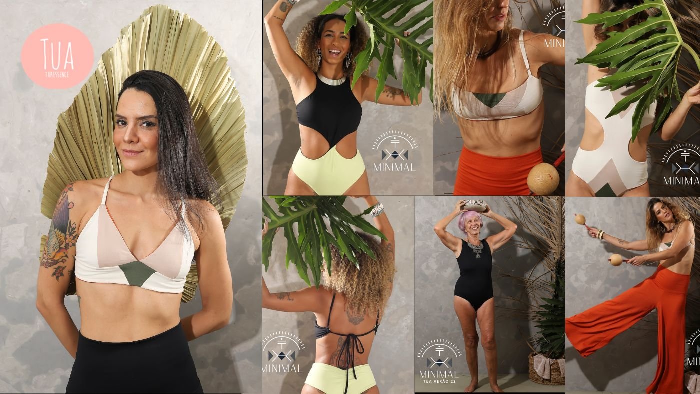 Photo collage of Fernanda Lopes Lima and her creations at TUAessence